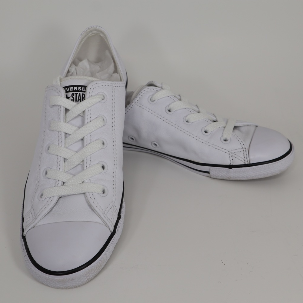 Converse All Star Leather Low Top - White - Women's 8.5